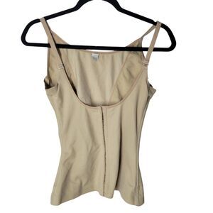 Inspirations Womens Sz L Tan Skintone Solid Sleeveless Torsette Shapewear